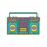 Old multi-colored tape recorder on a white background. vector