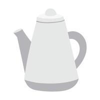 Vintage teapot for brewing tea and for boiling water. A porcelain white teapot with a handle and a spout. Hot water. Color flat illustration isolated on a white background vector