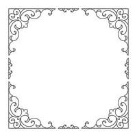 A black and white square frame with ornate design vector
