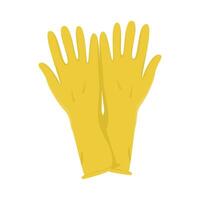 image with rubber gloves for cleaning and house cleaning isolated on white background. Logo or icon with objects for sanitation. vector