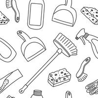 seamless pattern with cleaning items in doodle style. Drawing for various projects with cleaning items. vector