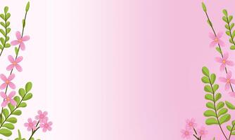 spring background with pink flowers and space for text. Botanical illustration for cards and invitations. vector