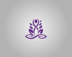 Yoga and Meditation Logo with Lotus Leaves and Spine Symbol Design Template. vector