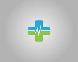 Medical cross with pulse line healthcare and emergency logo design concept minimal template vector