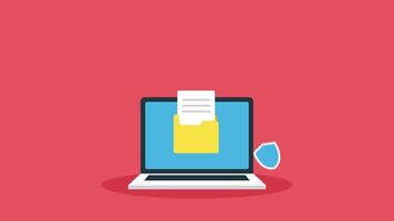 Animation safety data document from virus or malware.animated data secured in cloud server video