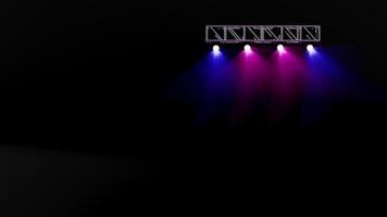 3d spotlight on concert stage with rotating metal structure. 3d illustration render video