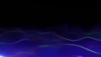 Particles blue wave background loop. Abstract seamless animation of mesh glowing dots digital luxurious wave particles flows background, Motion of digital data flow. video