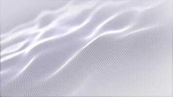 Particles white wave. Cyber technology background loop. Abstract seamless animation of mesh glowing dots digital luxurious wave particles flows background. Bright white grey waves. looping video
