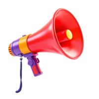 3D rendering with megaphone icon and speech bubble isolated on transparent background. Symbol of the power of communication and message amplification. png