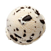 Creamy cookies and cream ice cream scoop with delightful texture and chocolate chunks png