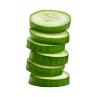 Fresh sliced zucchini stacked neatly, showcasing its vibrant green color and smooth texture png