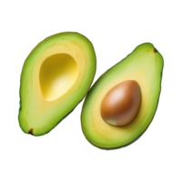 Fresh avocado halves with seed, showcasing vibrant green color and smooth texture png