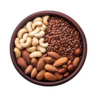healthy mix of nuts and seeds in bowl, perfect for snacking and nutrition png