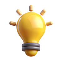 Creative Yellow Lightbulb 3D Render With Gray Base On Transparent Background png