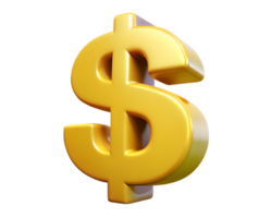 glänzend Gold Dollar Zeichen mit 3d Rendern auf transparent Hintergrund png