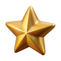 Shiny Golden Five Pointed Star with Transparent Background Design Element png