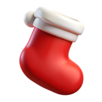 Glossy Christmas Stocking, 3D Rendering, Transparent Background, Festive Ornament png