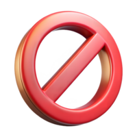 Glossy Red Circle with a Line Through on Transparent Background Prohibition Symbol png
