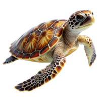 Detailed Sea Turtle Portrait with Shell Pattern and Transparent Background png