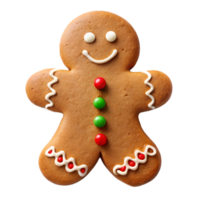 Festive Gingerbread Man Cookie with Colorful Buttons on Transparent Background png