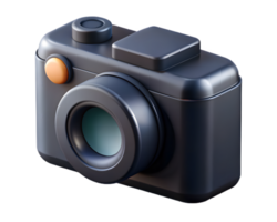 Glossy 3D Style Digital Camera Icon with Lens on Transparent Background png