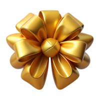 Isolated Shiny Golden Bow Knot with Realistic 3D Render and Transparent Background png