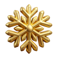 Golden snowflake with detailed structure on transparent background, 3D rendering png