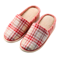 Plaid Slippers with Red and White Checkered Pattern on Transparent Background png