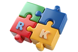 Colorful Interlocking Jigsaw Puzzle Pieces with Letters on Transparent Background png