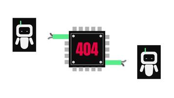 robots error 404 chip animation. Suitable for techrelated designs, web development concepts, and futuristic digital projects. video