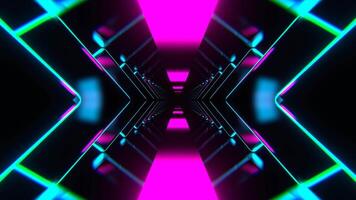 Cyan and Pink Sci-Fi Neon Corridor with Rhombus Background VJ Loop in 4K video