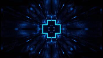 Blue and Orange Cybernetic Corridor and Luminous Figured Frames Background VJ Loop in 4K video