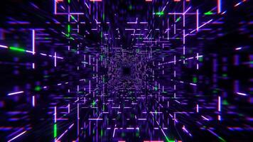 Purple and Green Simple Square Cyber Tunnel Background VJ Loop in 4K video