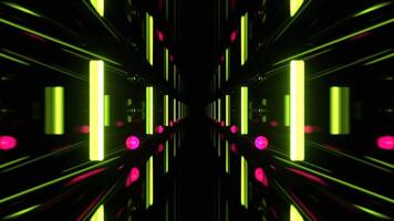 Light Green and Pink infinite Mirror Corridor with Neon Lighting Background VJ Loop in 4K video