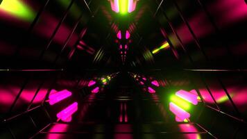 Pink and Light Green Fantasy Science Corridor with Flashing Lights Background VJ Loop in 4K video