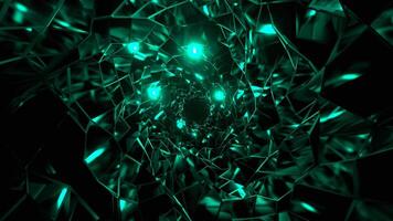 turquesa abstrato espiral poligonal quebrado vidro túnel fundo vj ciclo dentro 4k video