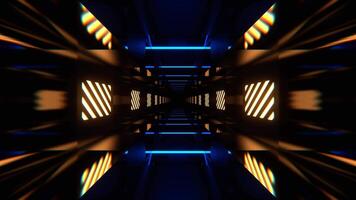 Blue and Light Orange Rhythmically Shimmering Striped Tunnel Background VJ Loop in 4K video