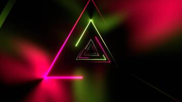 luz verde e Rosa lindo néon triangular túnel fundo vj ciclo dentro 4k video