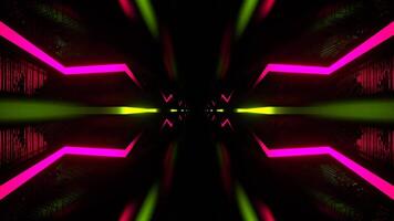 Pink and Light Green Cyber Tunnel with Flowing Zigzag Light Background VJ Loop in 4K video
