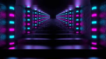 Cyan and Pink Neon Column Stairs Background VJ Loop in 4K video