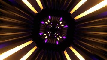 Purple and Yellow Neons Reverse Movement Tunnel Background VJ Loop in 4K video