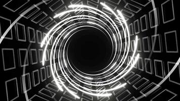 White Neon Spiral in Hexagonal Tunnel Background VJ Loop in 4K video