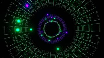 Purple and Turquoise Strobe in Neon Square Elements Tunnel Background VJ Loop in 4K video