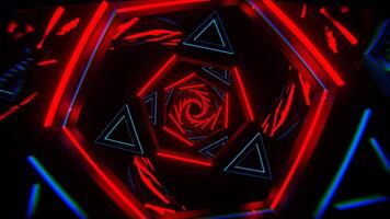 vermelho e azul piscando triângulo espelho túnel fundo vj ciclo dentro 4k video