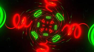 vermelho e verde néon espirais marcha ré túnel fundo vj ciclo dentro 4k video