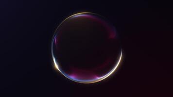 Gradient golden liquid energy sphere with blue red particle waveforms. Magic shiny neon orb for business presentation. Minimalistic sci fi futuristic trendy abstract background. 4k 60fps looped globe. video