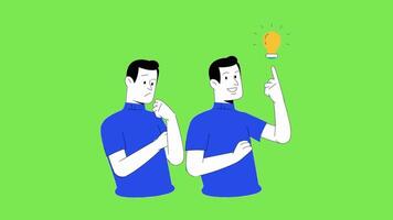 The lightbulb moment solving problems creatively animation isolated on green screen background video