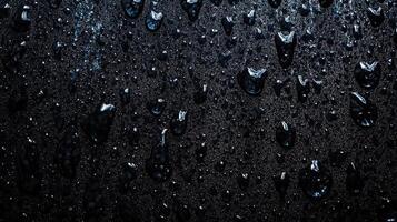 Close-Up of Water Droplets on Dark Surface. Abstract Macro Texture photo