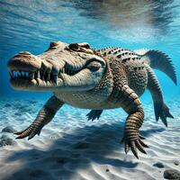 A large alligator swimming in the ocean photo