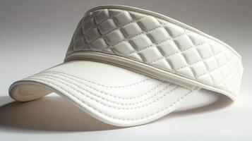 Elegant White Quilted Visor, Sun Protection and Style photo